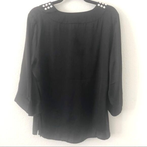 Hot In Hollywood Black Satin Studded Embellished Blouse Medium - Picture 3 of 5